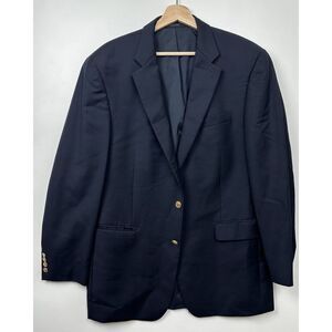 Lauren Ralph Lauren Comfort Navy Blue Gold Buttons Blazer‎ Wool SportCoat 42L